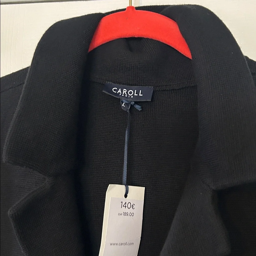 NWT Caroll Paris Three Button Front Patch Pocket Long Cardigan Black Sweater - Picture 4 of 12